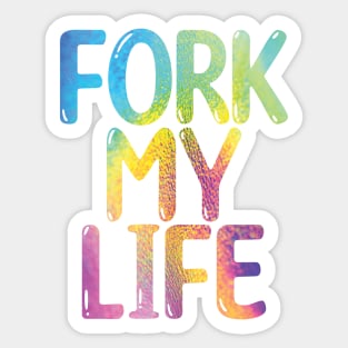 Fork My Life Leather Rainbow Punny Statement Graphic Sticker